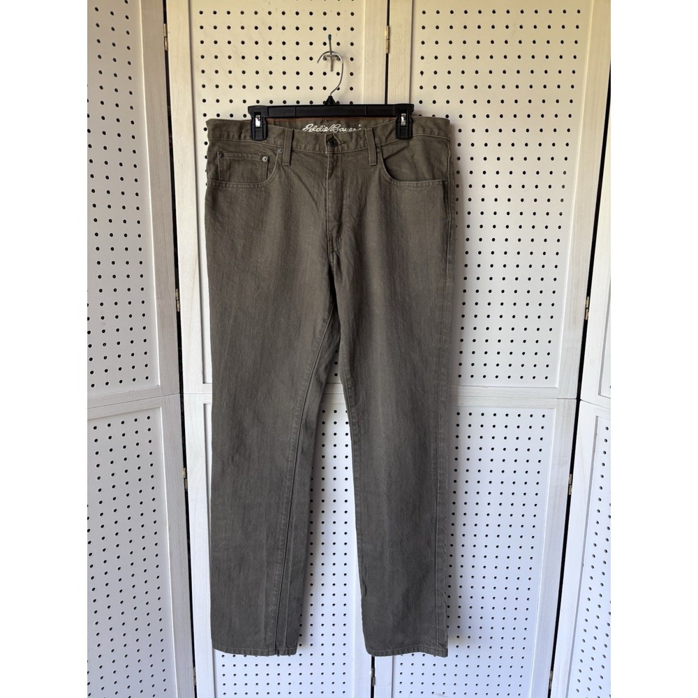 Eddie Bauer Men's 34x34 (33) Slim Fit‎ Green Jeans Cotton Stretch